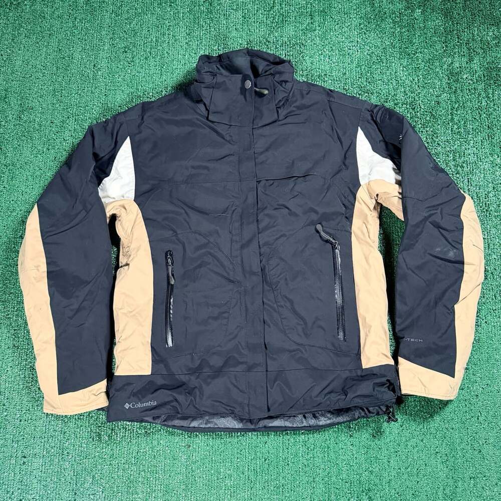 Vintage Columbia Titanium Women's Black Tan Ski Jacket Omni-Tech Full Zip Medium
